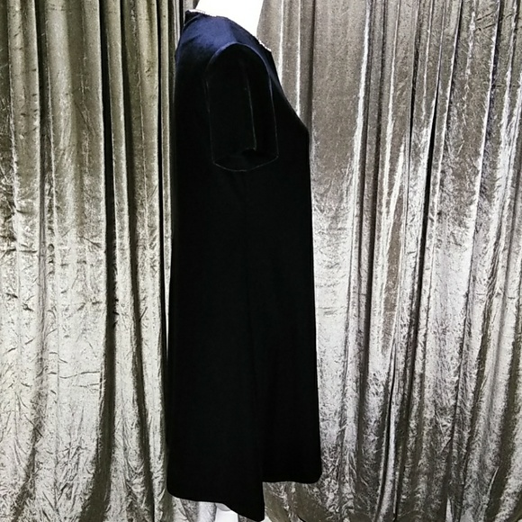 John Roberts Short Sleeve Black Velvet Dress - Picture 6 of 8